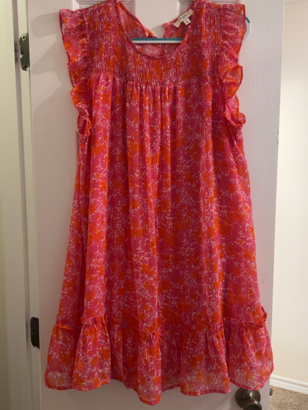 Umgee Pink and Orange Floral Midi Dress